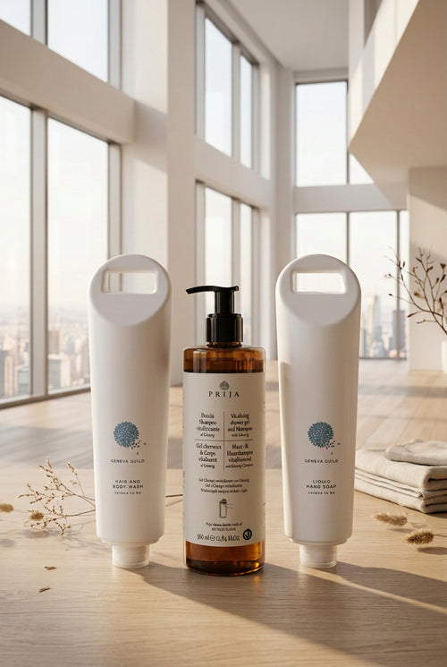 Family Wash Trio bundle: PRIJA shower gel, PRIJA moisturiser and Geneva Guild hand soap